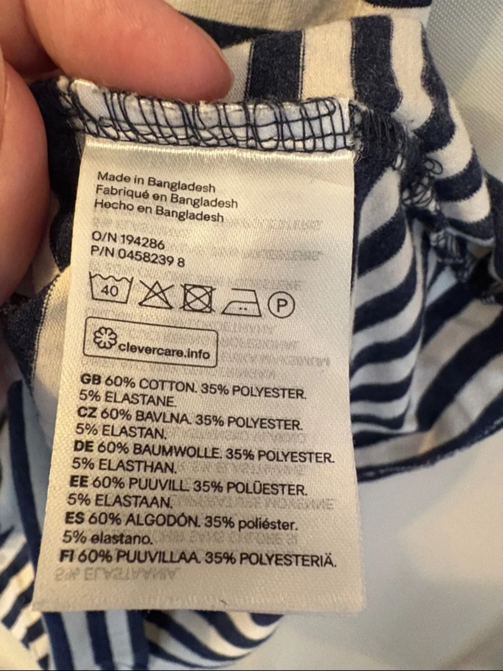 H&M Navy and White Striped Mini Dress